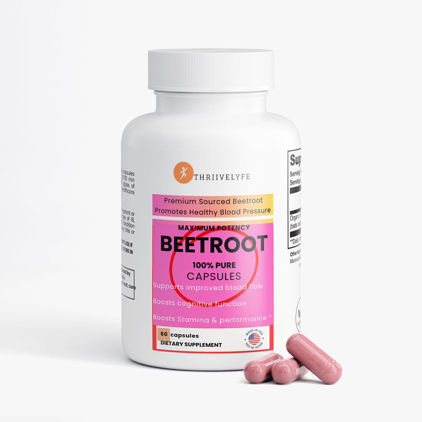ThriiveLyfe Organic Beetroot Capsules (1300mg)
