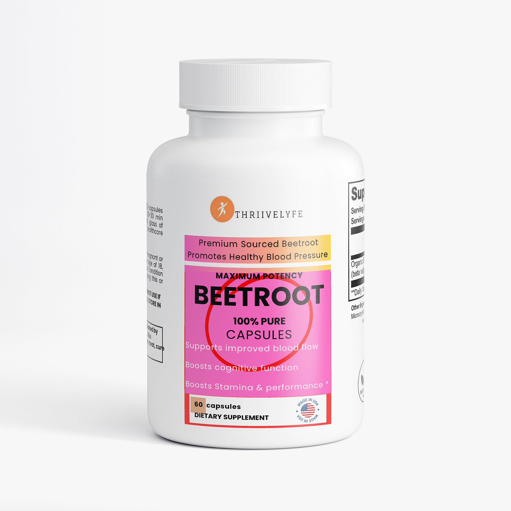 ThriiveLyfe Organic Beetroot Capsules (1300mg)